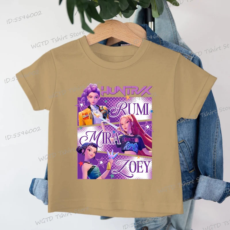 Children's Clothing KPop Demon Hunters Fans Gifts Kids Clothes Fashion Casual Tops 2025 Hot Movie Soft Cotton Baby Girls T Shirt