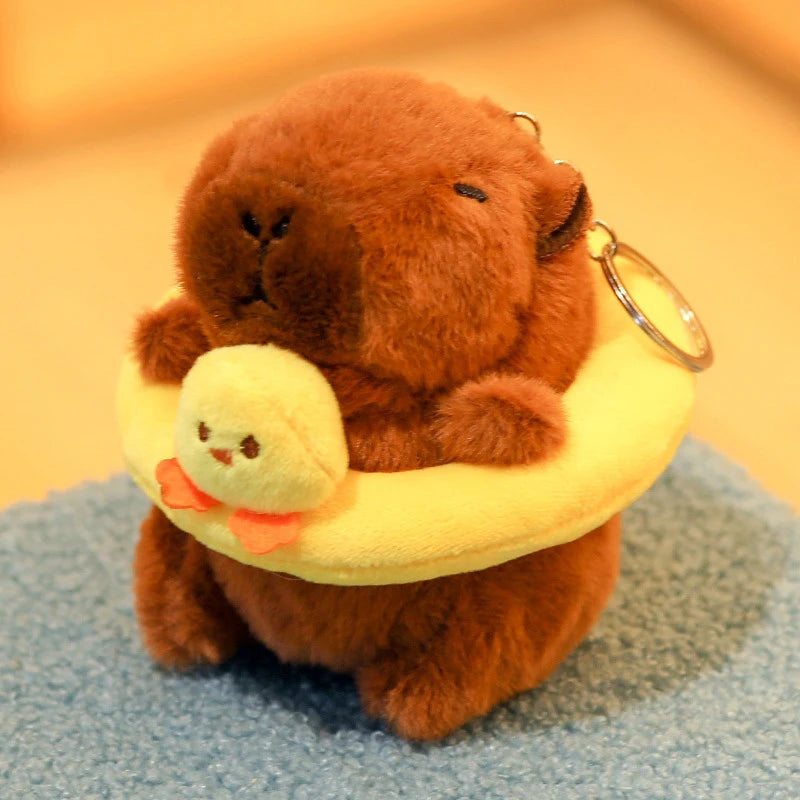 Cartoon Capybara Plush Keychain Bag Pendant Hanging Decoration Cute Stuffed Doll Toy Desktop Doll Ornament Car Keyring Kids Gift