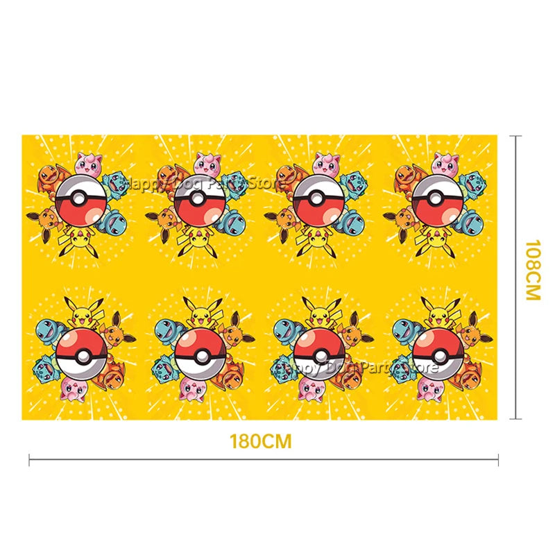 Pokemon Birthday Party Decoration New Yellow Pikachu Balloons For Kids Event Supplies Tableware Banner Backdrop Tablecloth Decor