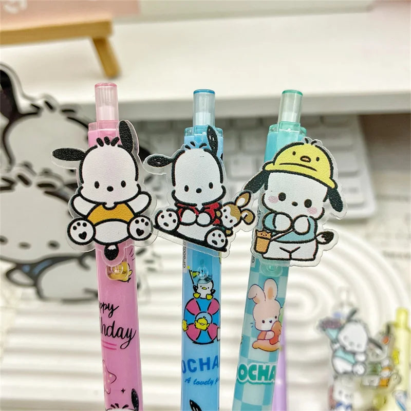 Sanrio Pochacco 0.5mm Gel Pens Kawaii Anima Dog Black Pen School Student 0ffice Stationery Supplies Kids Gift