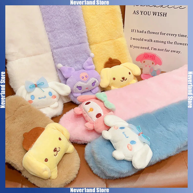 Kawaii Sanrio Plush Kuromi Children Scarf Cinnamoroll My Melody Anime Accessories Soft Thickened Kids Scarves Girls Cute Gifts