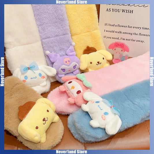 Kawaii Sanrio Plush Kuromi Children Scarf Cinnamoroll My Melody Anime Accessories Soft Thickened Kids Scarves Girls Cute Gifts