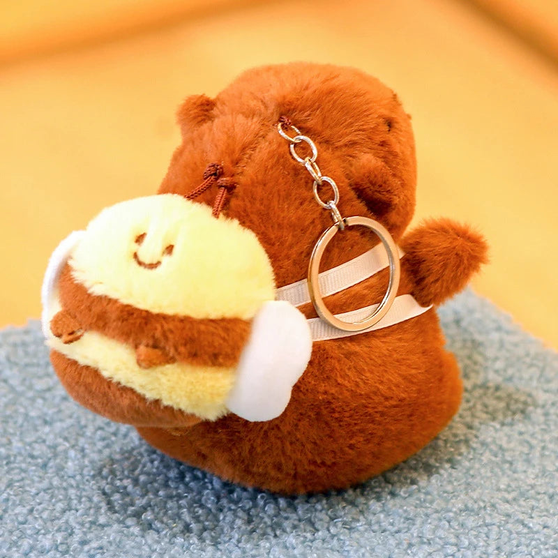 Cartoon Capybara Plush Keychain Bag Pendant Hanging Decoration Cute Stuffed Doll Toy Desktop Doll Ornament Car Keyring Kids Gift