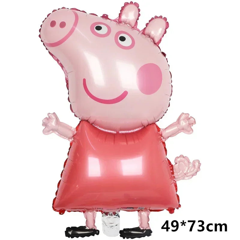 Peppa Pig Balloons Family Pink George Rebecca Susy Ballons Happy Birthday Banner Party Decoration Kids Cake Topper Tableware Toy