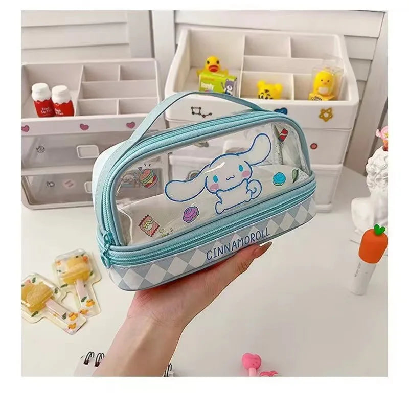 Sanrio Hello Kitty Pencil Bags Cartoon Kuromi My Melody Cinnamoroll Large Capacity Portable Stationery Box Storage Case Kids Toy
