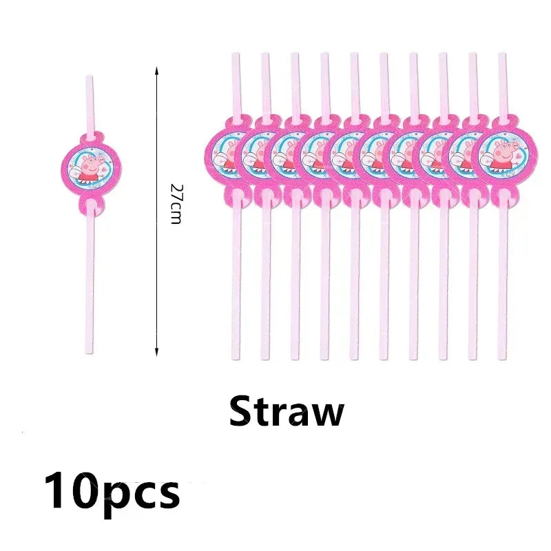 Peppa Pig Balloons Family Pink George Rebecca Susy Ballons Happy Birthday Banner Party Decoration Kids Cake Topper Tableware Toy