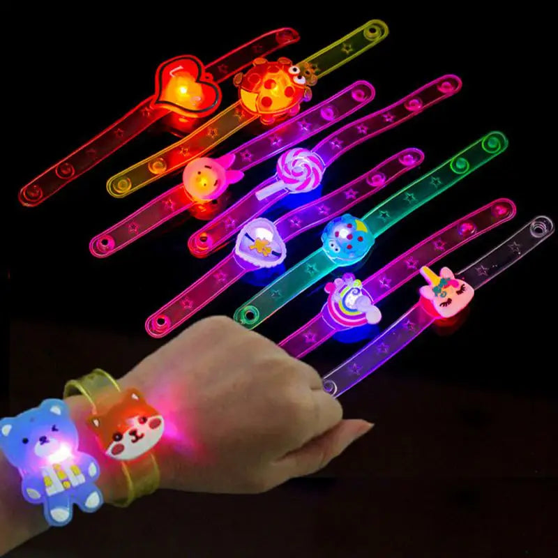 10/20PCS Glowing Bracelets Slap Rings Toy Children Gifts Christmas Party Favor Kids Birthday Gifts Wedding Guests Giveaways Gift