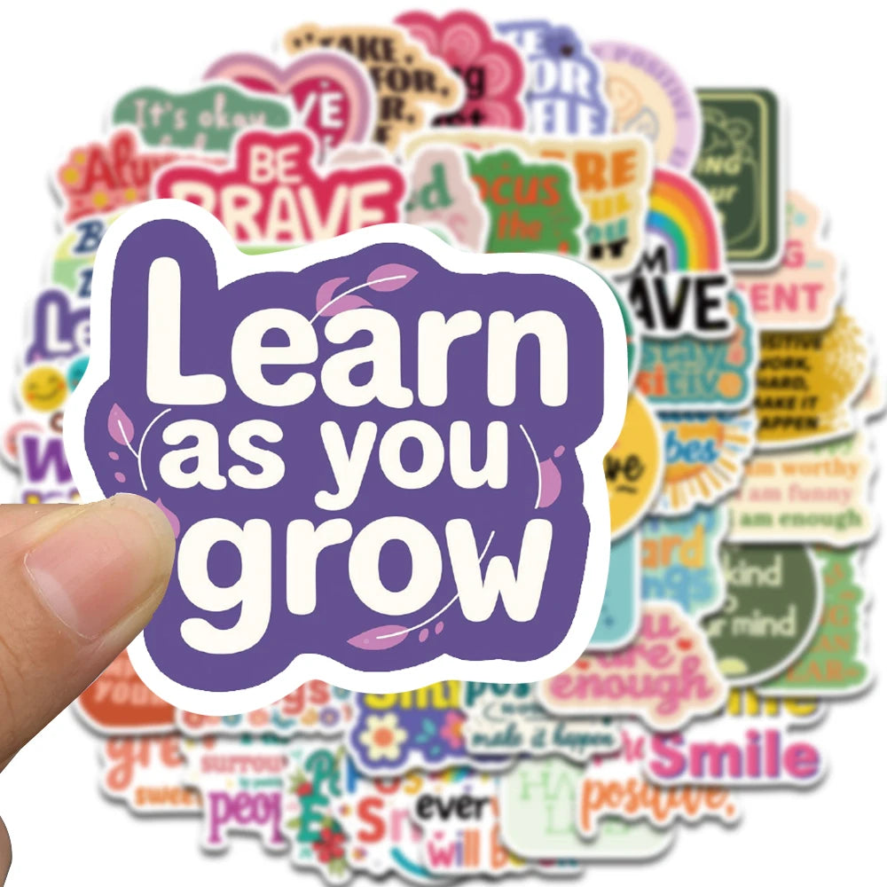 50Pcs Positive Affirmation Reward Stickers INS Style Graffiti Decals For Water Cup Hand Account Skateboards Notebooks Stickers