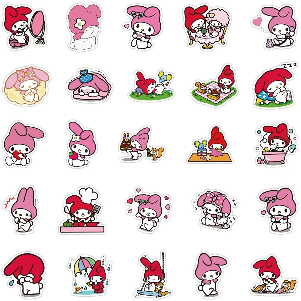 10/30/50PCS Sanrio My Melody Stickers Cartoon Kids Toy Graffiti Decals DIY Suitcase Skateboard Notebook Phone Cute Sticker Gift