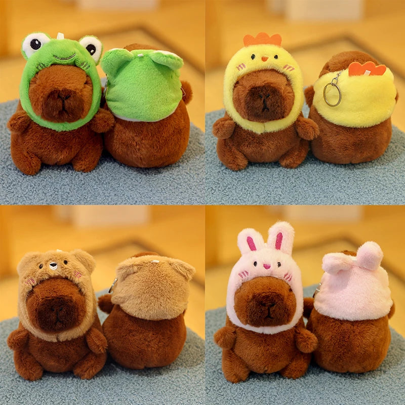 Cartoon Capybara Plush Keychain Bag Pendant Hanging Decoration Cute Stuffed Doll Toy Desktop Doll Ornament Car Keyring Kids Gift