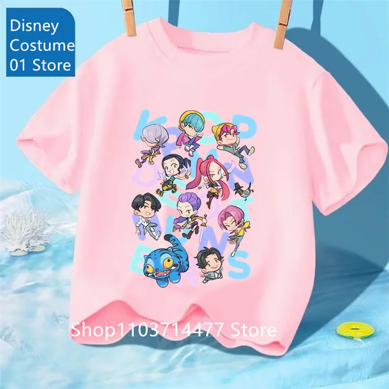 Children's Clothing KPop Demon Hunters Fans Gifts Kids Clothes Fashion Casual Tops 2025 Hot Movie Soft Baby Girls T Shirt