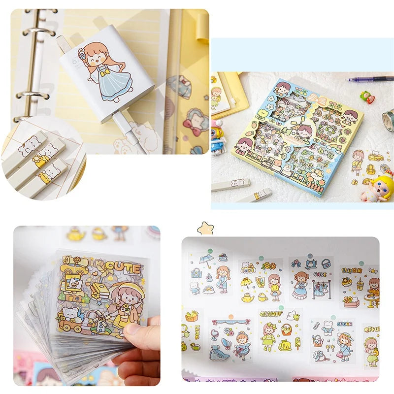 100 Pcs/Box Stickers for Kids Girls Set Kawaii Cartoon Decoration DIY Scrapbooking Waterproof Stationary Gift School Supplies