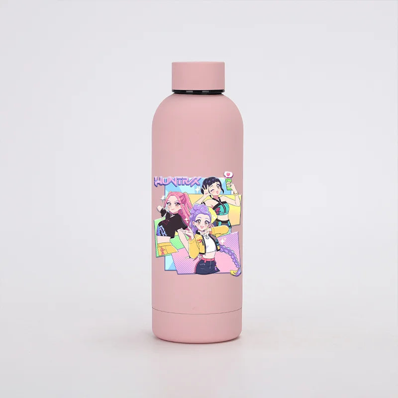 KPop Demon Hunters Kids Sports Water Cup Cute Anime Women Drinking Bottles Huntrix Rumi Zoey Cartoon Print Bottle Birthday Gift