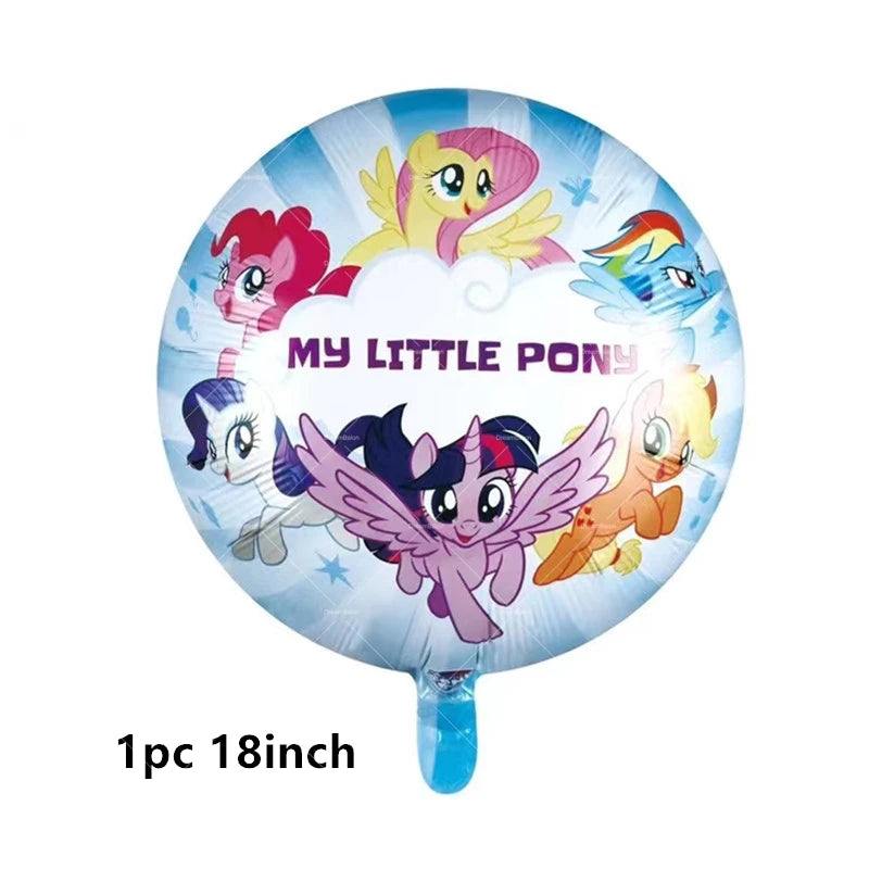My Little Pony Foil Balloon Happy Birthday Latex Ballon Banner Party Decoration Cake Topper Supplies Backdrop Disposable Kid Toy
