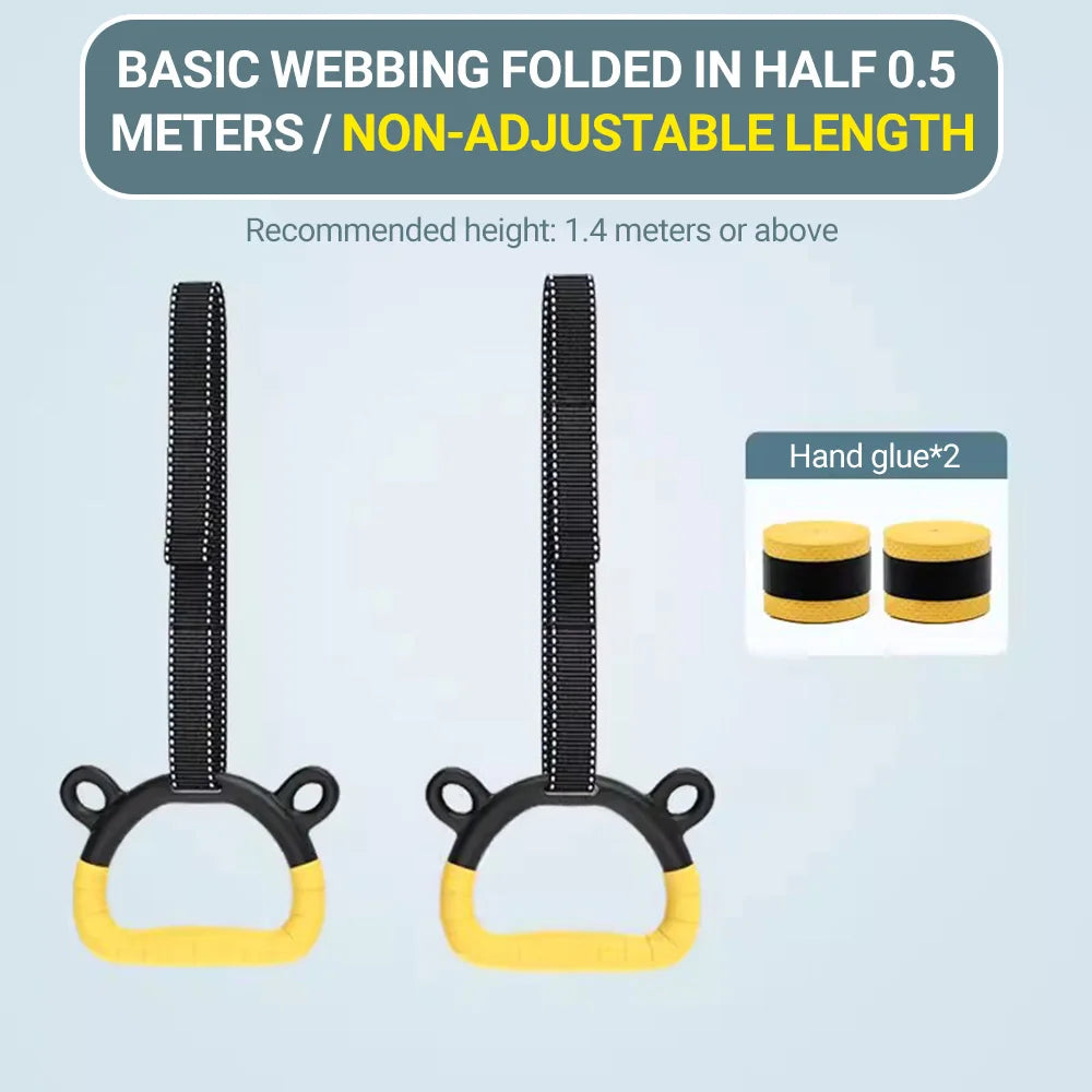 Kids Horizontal Bar with Gymnastic Rings Adjustable Hanging Straps for Indoor Pull-Up Hammock Play Children Fitness Strength Tra