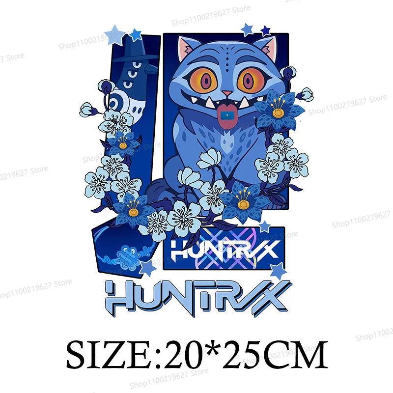 Kpop Demon Hunters Cartoon Patches for Clothes Vynil Heat Transfer Thermal Stickers DIY Kids T shirt Iron on for Women Appliqued