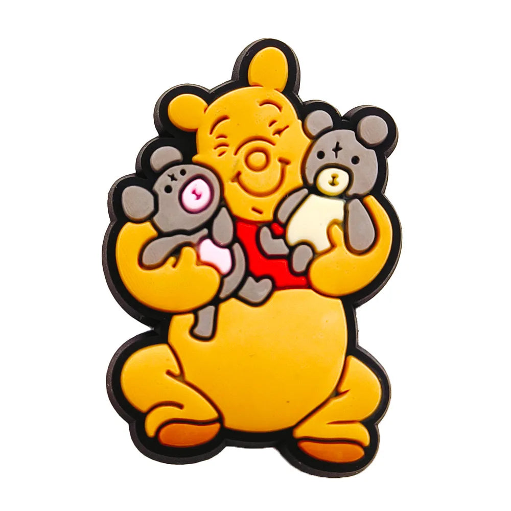 20pcs Hot Toys Disney Cartoon Winnie Pooh Shoe Charms for Shoes Decoration Accessories Classic Clog Sandal Buckle Kids Gifts