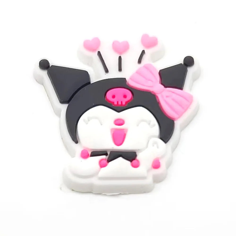 Fashion MINISO 1PCS Cartoon Cute Sanrio DIY Decorate Kuromi Shoe Charms PVC Black Sandals Accessories Kids Girls Boy X-mas Gifts