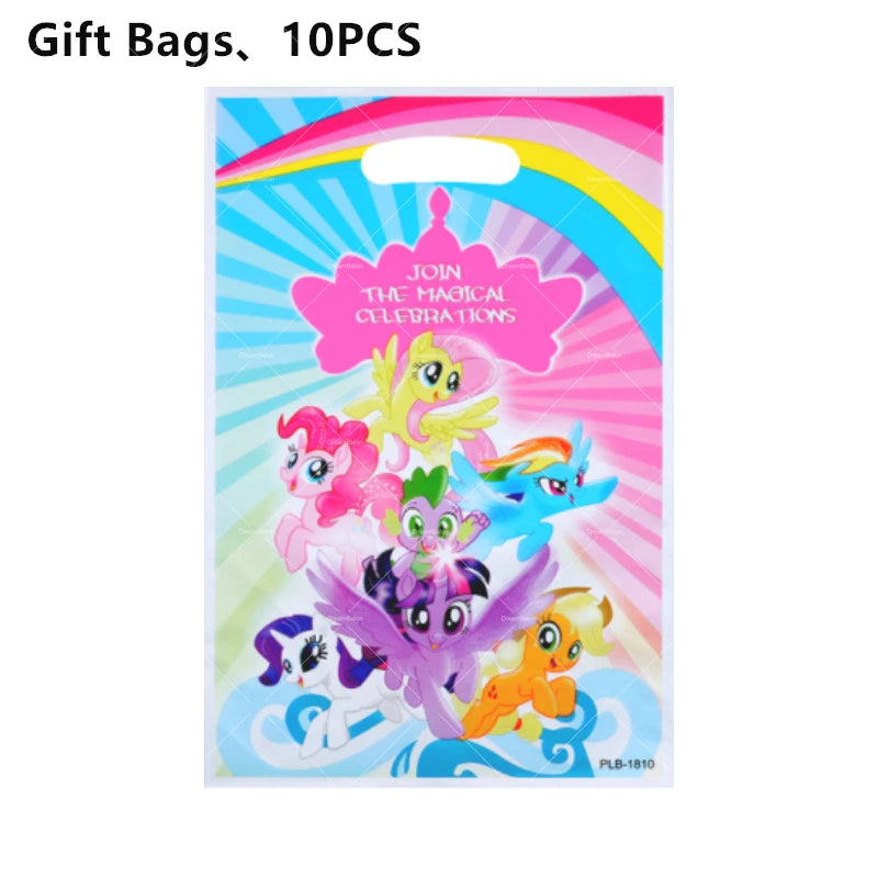 My Little Pony Foil Balloon Happy Birthday Latex Ballon Banner Party Decoration Cake Topper Supplies Backdrop Disposable Kid Toy