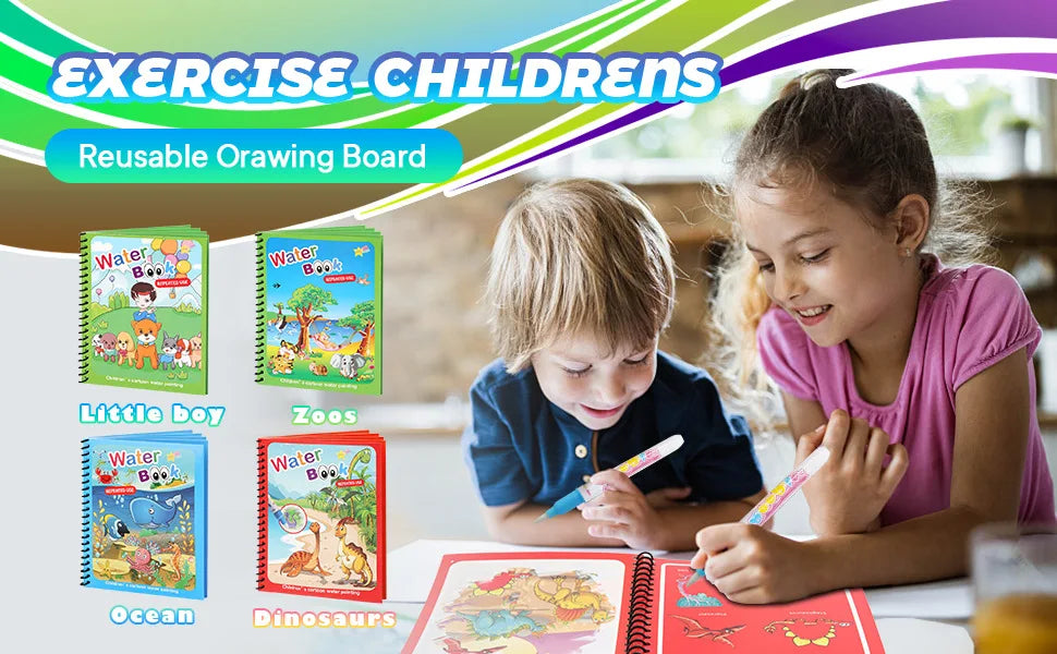 Children DIY Magical Water Painting Book Toddler Early Education Toys Reusable Magic Drawing Coloring Creativity Board For Kids