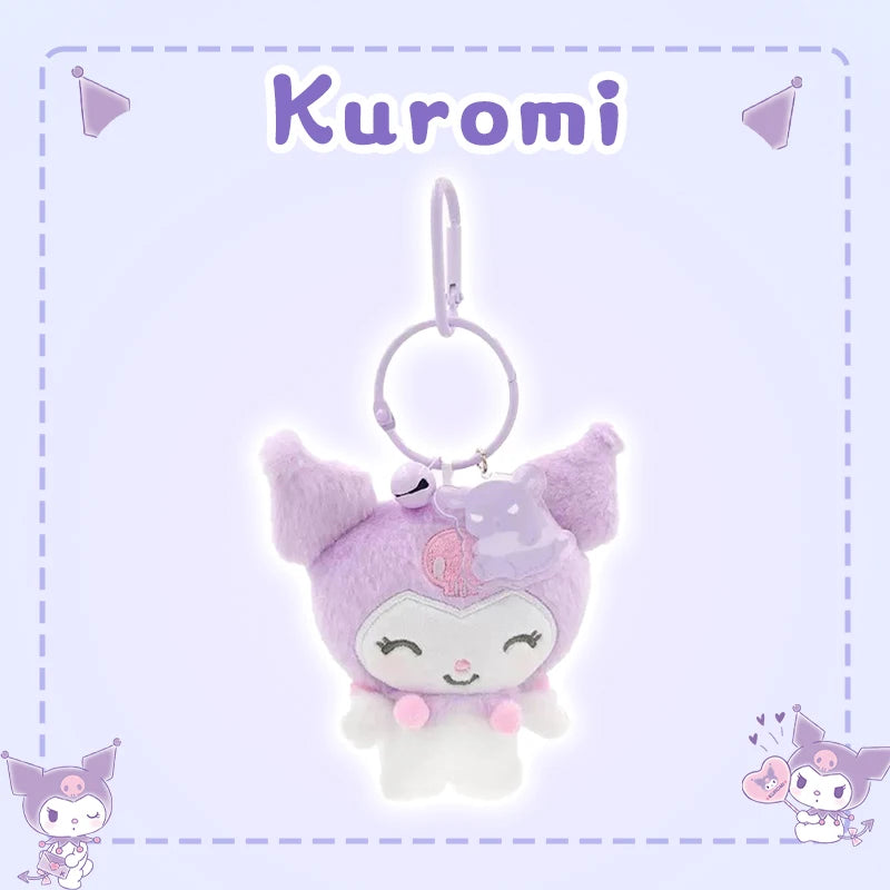 Sanrio Hello Kitty Kuromi Cute Stuffed Keychain Car School bag Pendant Kids Plush Toy Keyring Plushier Strap Doll Birthday Gift