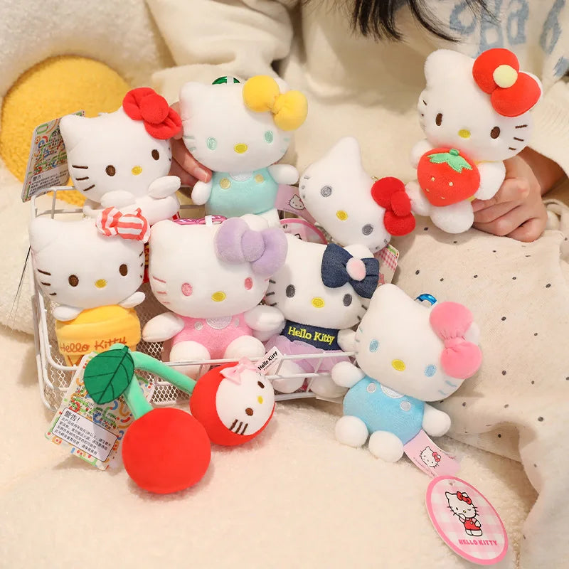 Sanrio Hello Kitty Stuffed Toys Bag Pendant Accessories Cute Plush Toys Kitten Keyring Anime Keychain Kids Birthday Gift