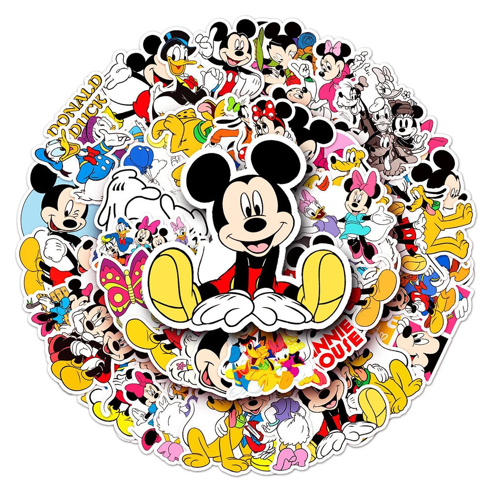 10/30/50PCS Disney Classic Anime Mickey Mouse Stickers Cute Donald Duck Minnie Cartoon Sticker DIY Phone Kids Toy Notebook Decal