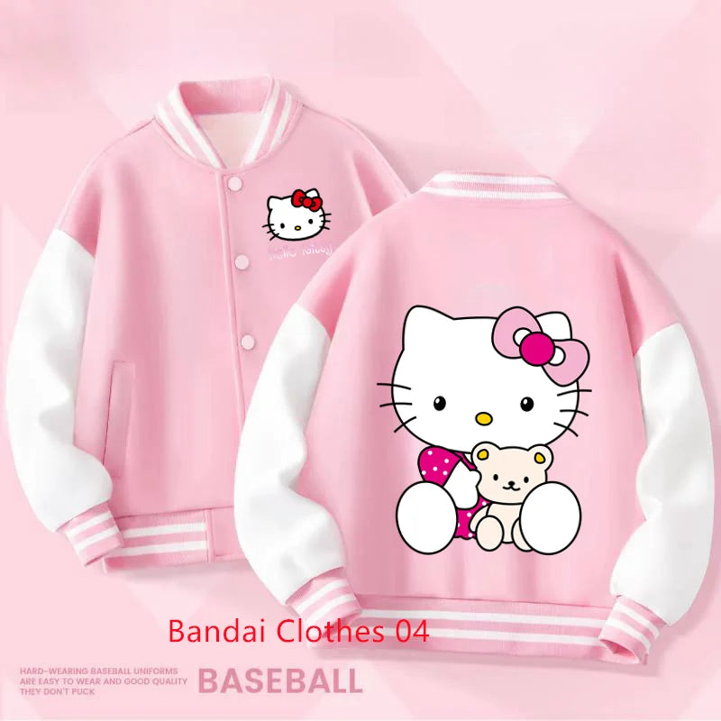 Kids Sanrio Fall/Winter Jacket Baseball Uniform Hello Kitty & Bear Pattern Print Thick warm stylish coat for boys and girls 2-14