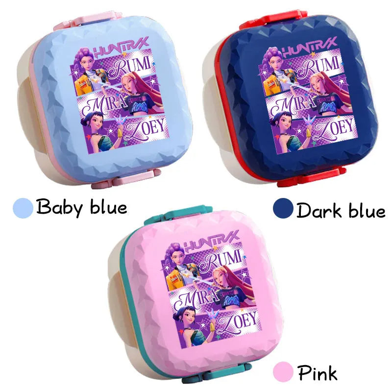 800ml For KPop Demon Hunters Lunch Box Microwave Heating Anime HUNTR/X Rumi Mira Zoey Bento Box BPA Free Comes with Tableware