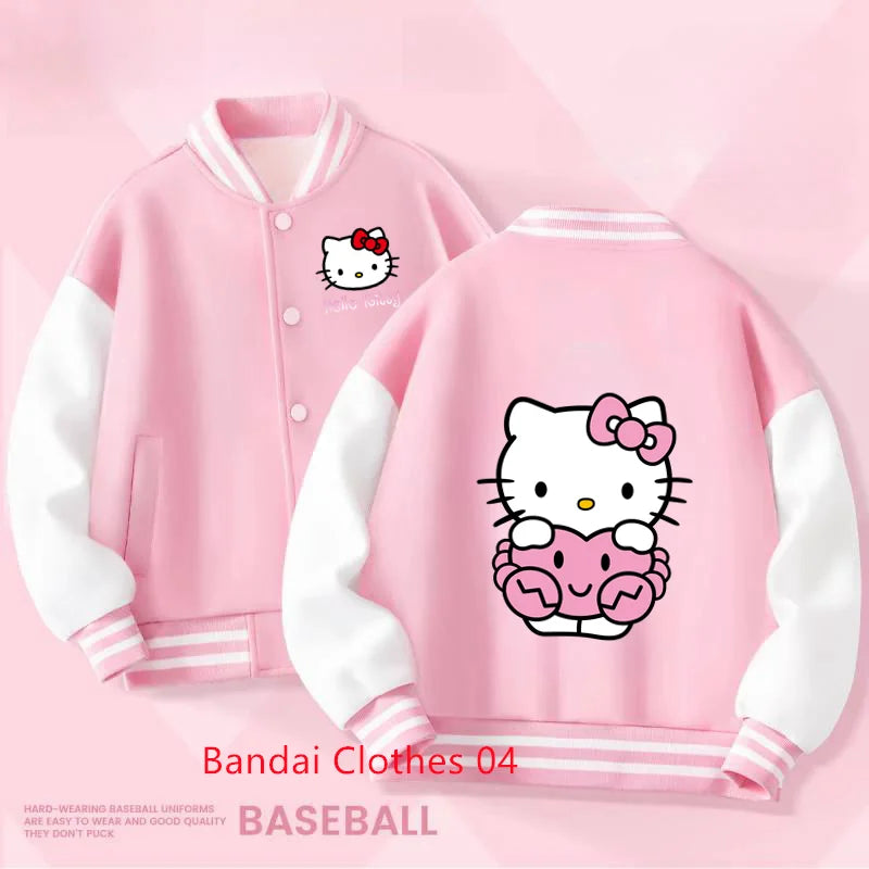 Kids Sanrio Fall/Winter Jacket Baseball Uniform Hello Kitty & Bear Pattern Print Thick warm stylish coat for boys and girls 2-14
