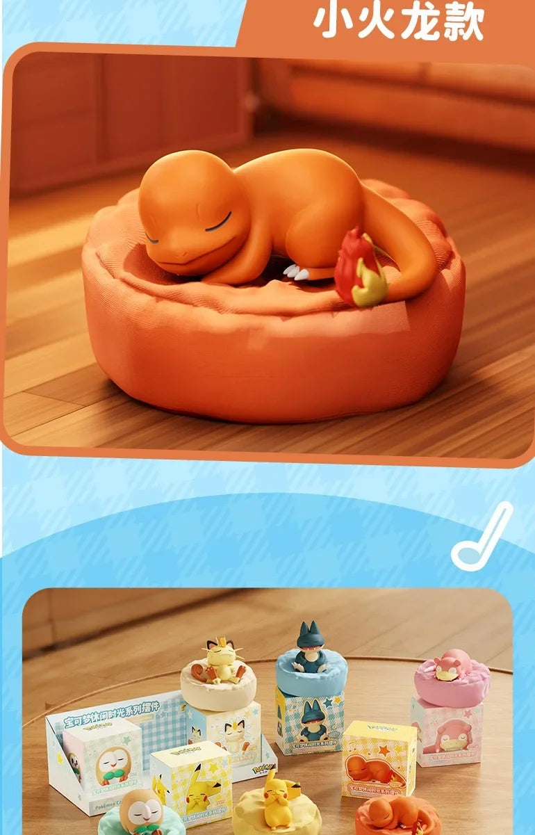 Pokemon Figure Set Starry Dream Series 6 Styles, Sleeping Pikachu Meowth Rowlet, Cute Action Model Toy Collection for Kids