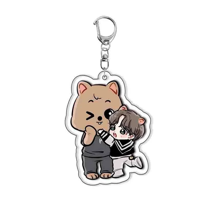 SKZOO Stray Kids Keychain Acrylic KPOP Keychain Accessories, Stray Kids Accessories Creative Bags Car Keychain Friends Gift