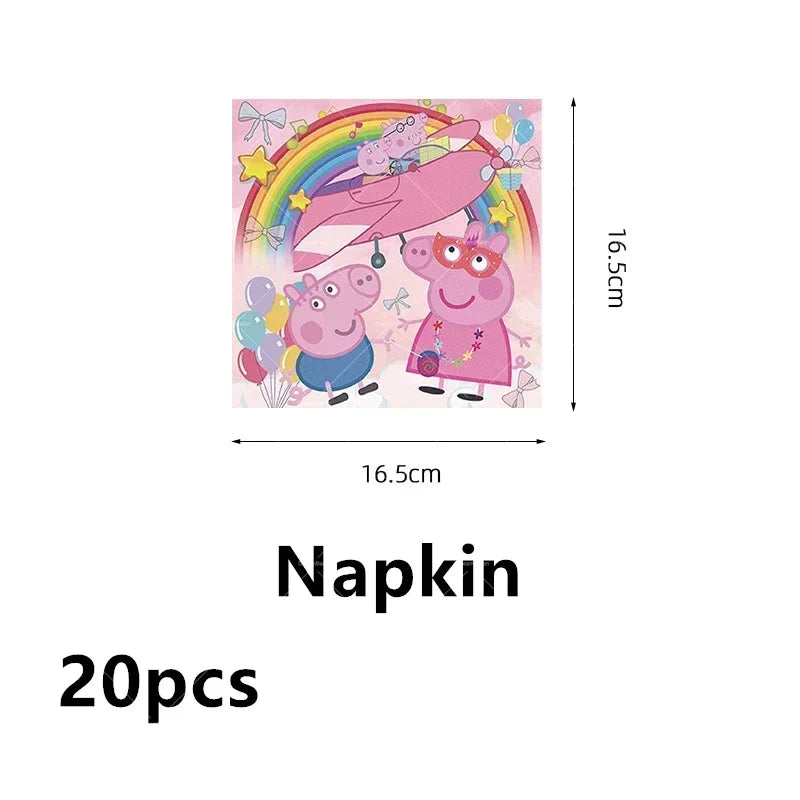 Peppa Pig Balloons Family Pink George Rebecca Susy Ballons Happy Birthday Banner Party Decoration Kids Cake Topper Tableware Toy