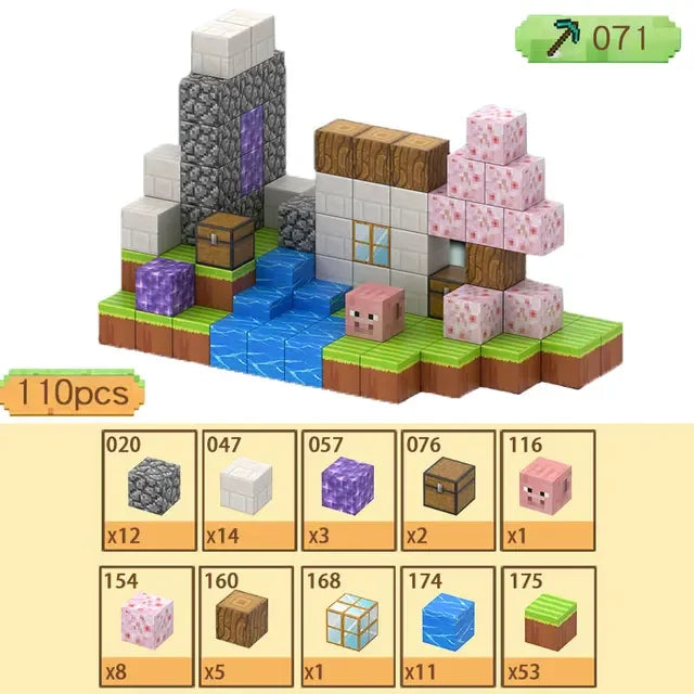 Magnetic Building Blocks Mine Cube Magnet World Set for Boy Girl Kid Age 3+ DIY Model Children Stem Montessori Sensory Toy