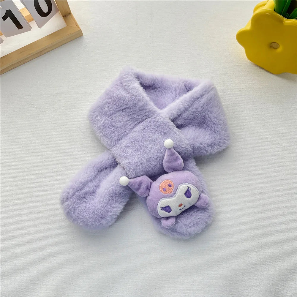 Kawaii Sanrio Plush Kuromi Children Scarf Cinnamoroll My Melody Anime Accessories Soft Thickened Kids Scarves Girls Cute Gifts