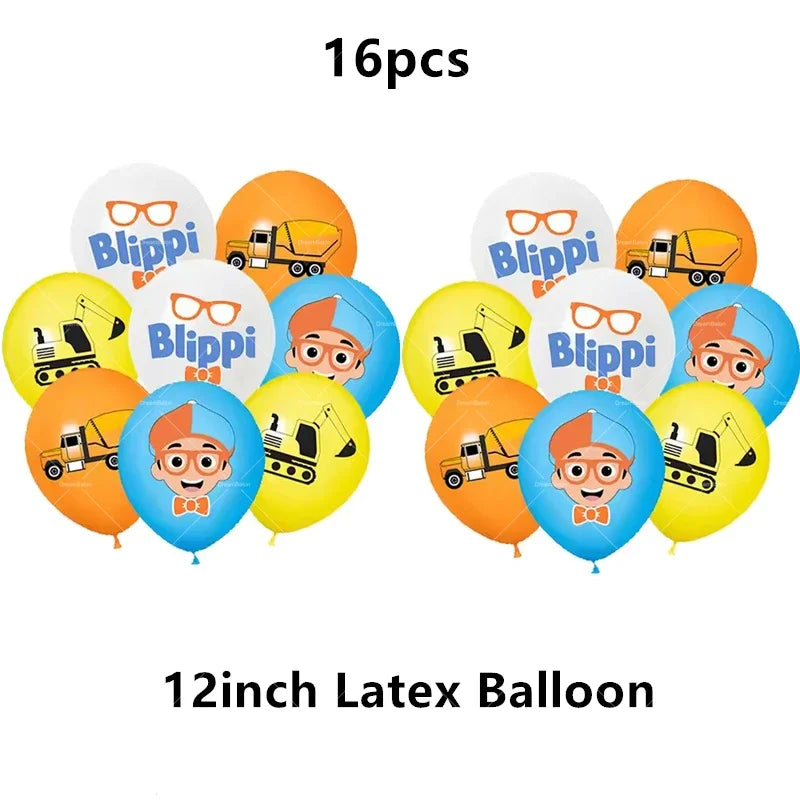 Blippiing Foil Balloon Happy Birthday Banner Decoration Party Supplies Backdrop Cake Toppers Disposable Tableware Latex Ballons