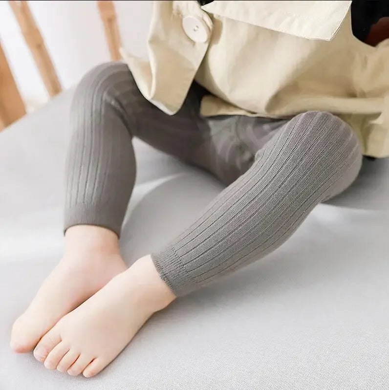Toddler Girls Cotton Cable Knit Leggings Classic Solid Footless Tights Ankle Length Pants for Kids