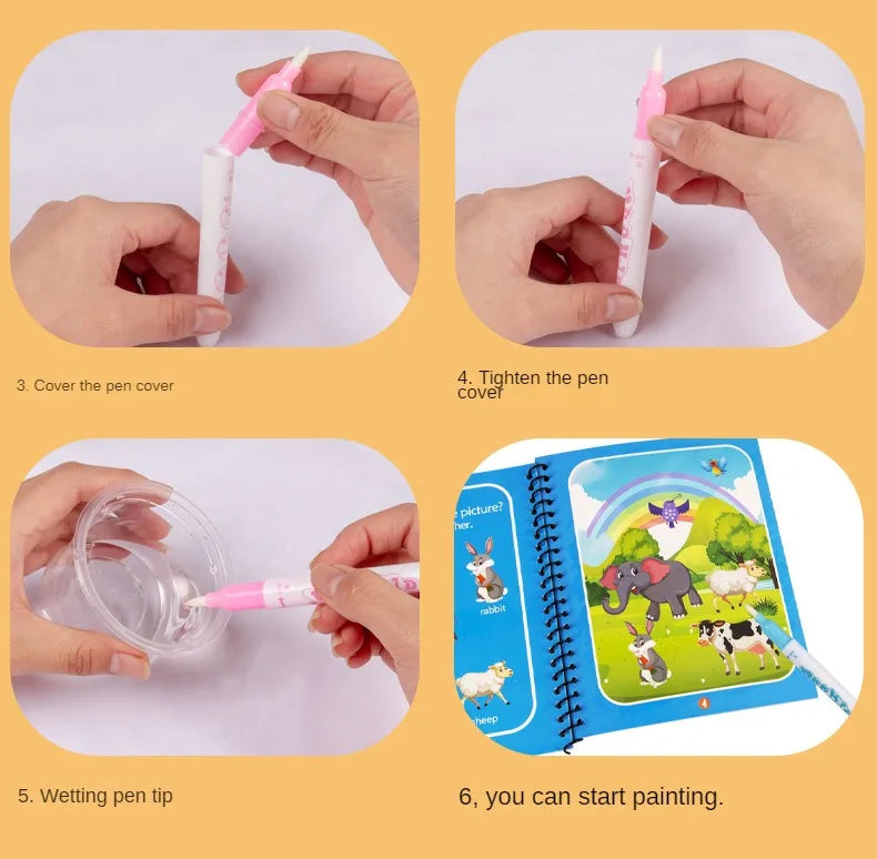 Children DIY Magical Water Painting Book Toddler Early Education Toys Reusable Magic Drawing Coloring Creativity Board For Kids
