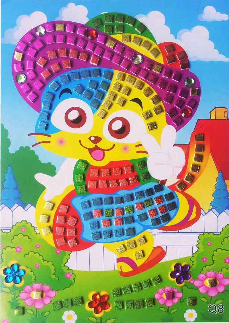 3/5Pcs Foam EVA Stickers 3D Crystal Acrylic Puzzle DIY Handmade Kids Art Cartoon Creative Educational party Toys For Children