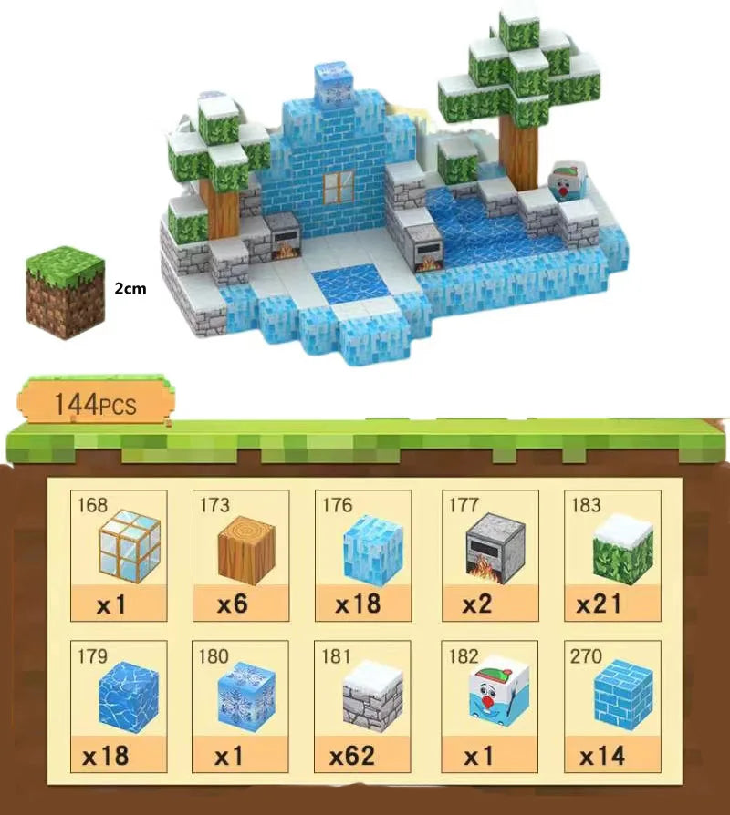 Magnetic Building Blocks Mine Cube Magnet World Set for Boy Girl Kid Age 3+ DIY Model Children Stem Montessori Sensory Toy