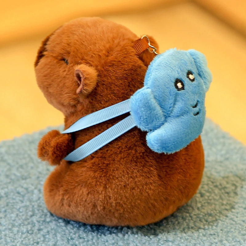 Cartoon Capybara Plush Keychain Bag Pendant Hanging Decoration Cute Stuffed Doll Toy Desktop Doll Ornament Car Keyring Kids Gift