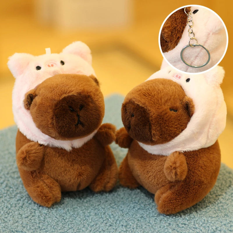 Cartoon Capybara Plush Keychain Bag Pendant Hanging Decoration Cute Stuffed Doll Toy Desktop Doll Ornament Car Keyring Kids Gift