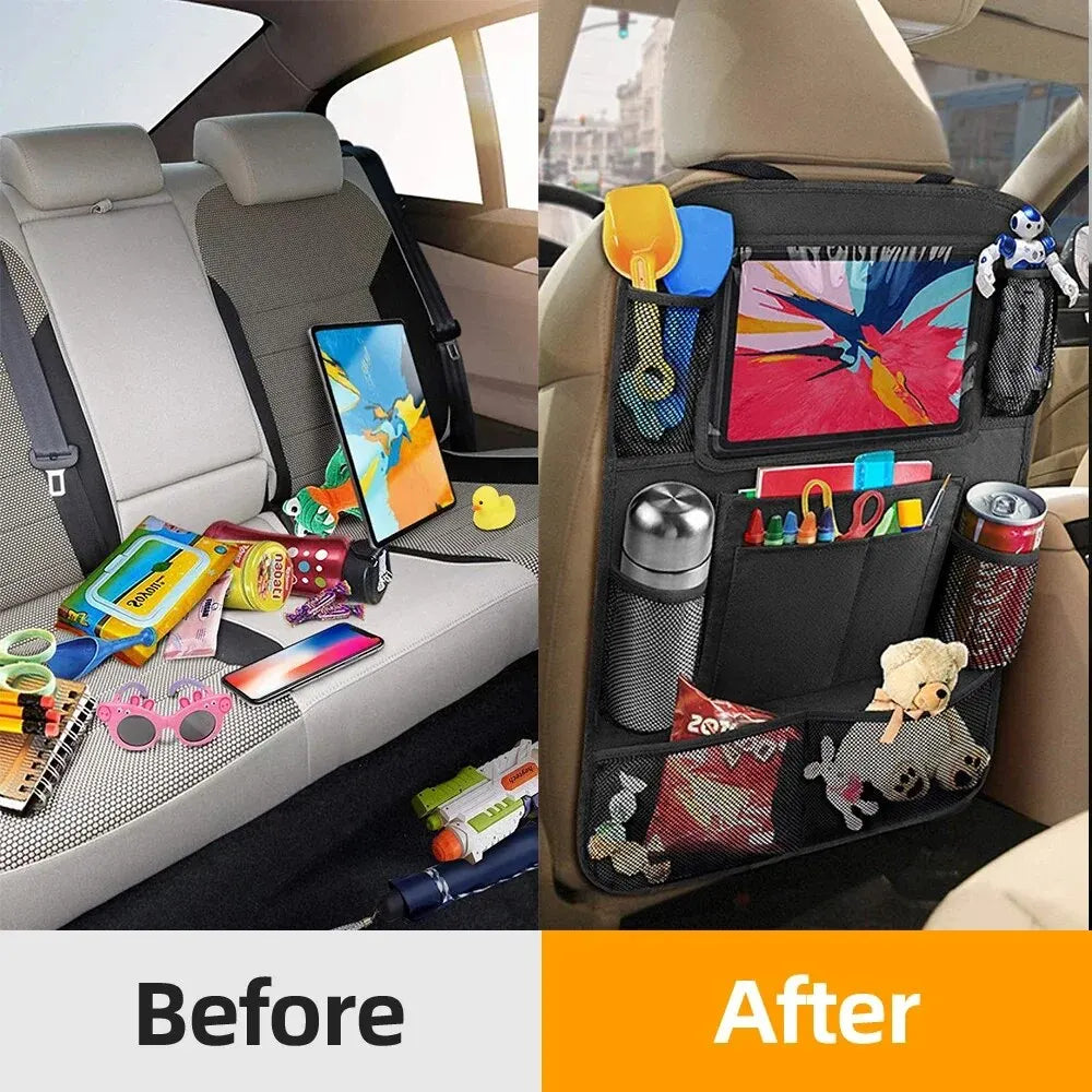 Car Seat Organizer Multi-functional Oxford Fabric Car Back Multi Pocket Storage Bag with Tablet Holder Protector for Kids