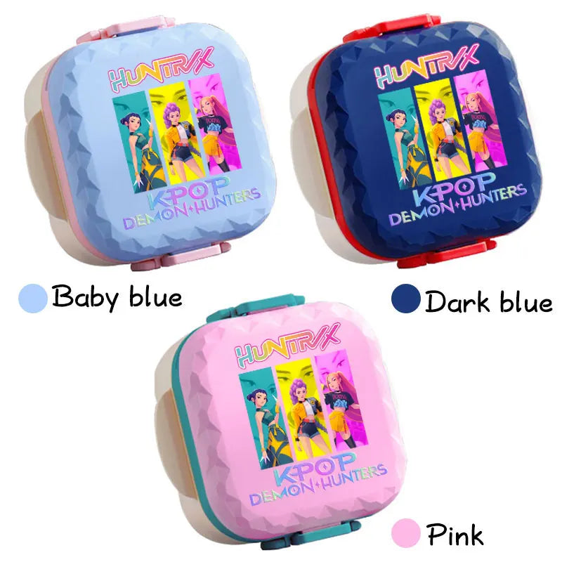 800ml For KPop Demon Hunters Lunch Box Microwave Heating Anime HUNTR/X Rumi Mira Zoey Bento Box BPA Free Comes with Tableware