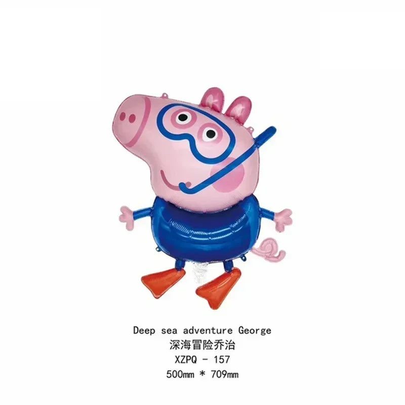 Peppa Pig Balloons Family Pink George Rebecca Susy Ballons Happy Birthday Banner Party Decoration Kids Cake Topper Tableware Toy
