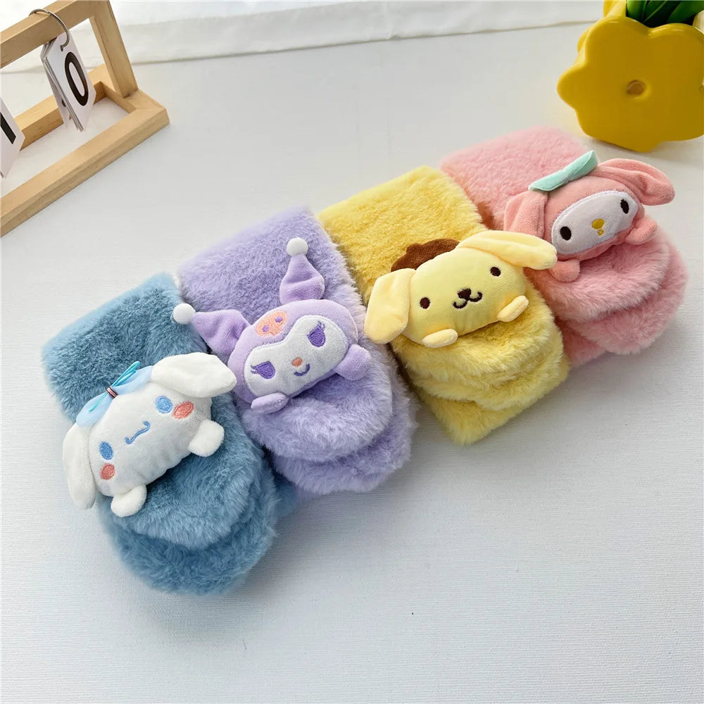 Kawaii Sanrio Plush Kuromi Children Scarf Cinnamoroll My Melody Anime Accessories Soft Thickened Kids Scarves Girls Cute Gifts
