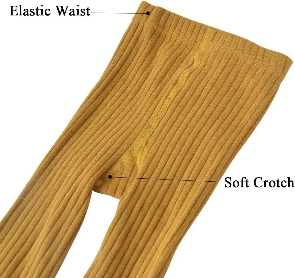 Toddler Girls Cotton Cable Knit Leggings Classic Solid Footless Tights Ankle Length Pants for Kids