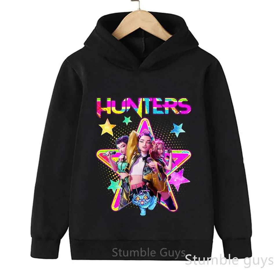 Kpop Demon Hunters Hoodie Set Kids Boys Girls Sportswear 3-12Y Autumn Anime Clothes