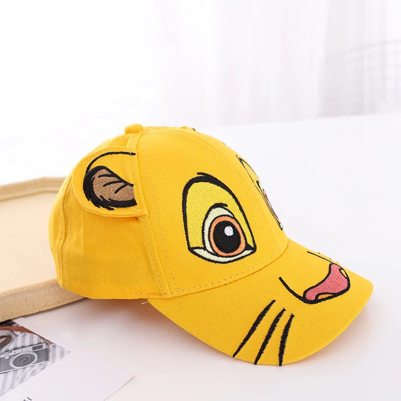 Disney Cartoon Anime Lion King Simba Children Hat Kids Boys Girls Baseball Cap Cute Ears Adjustable Sun Hat Casual Hat Gifts