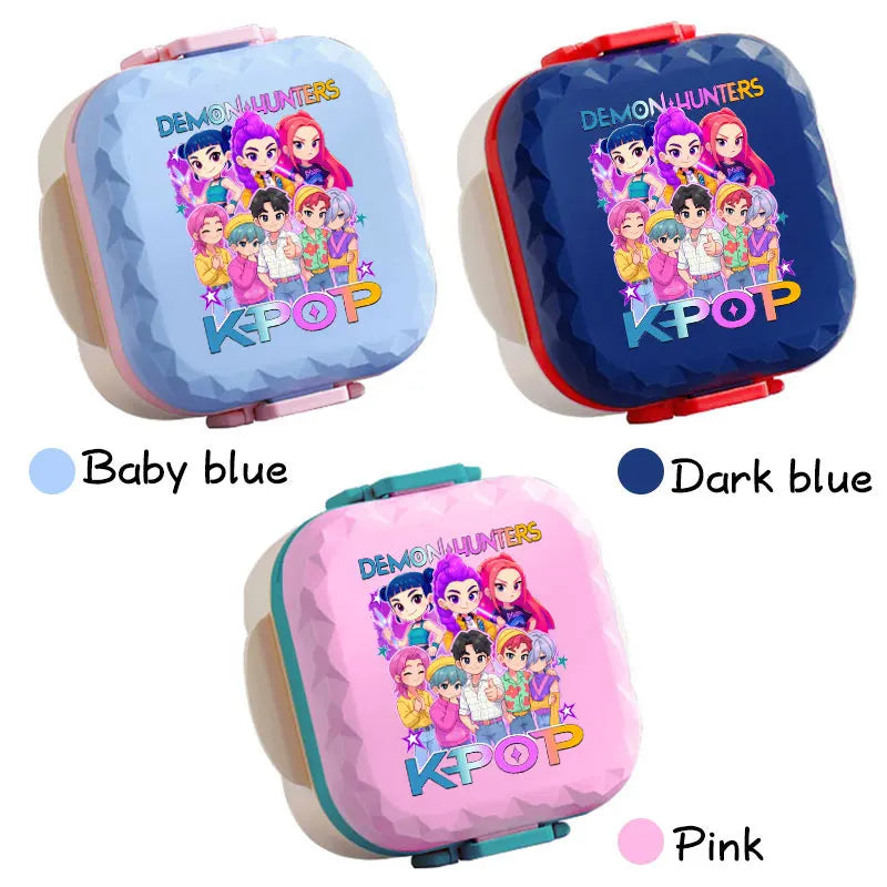 800ml For KPop Demon Hunters Lunch Box Microwave Heating Anime HUNTR/X Rumi Mira Zoey Bento Box BPA Free Comes with Tableware